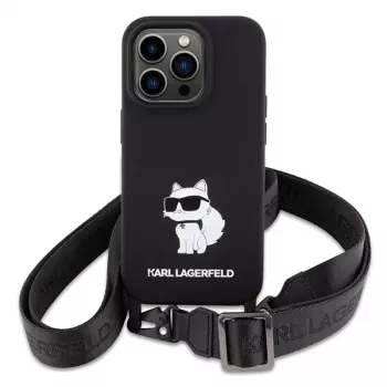 Custodia rigida Karl Lagerfeld KLHCP15XSCBSCNK iPhone 15 Pro Max 6.7 nero Crossbody silicone Choupette