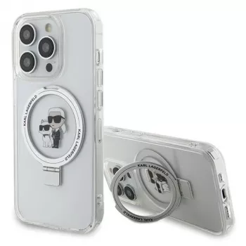 Custodia rigida Karl Lagerfeld KLHMP13LHMRSKCH iPhone 13 Pro / 13 6,1 inch bianco supporto ad anello Karl & Choupette MagSafe