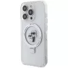 Custodia rigida Karl Lagerfeld KLHMP13LHMRSKCH iPhone 13 Pro / 13 6,1 inch bianco supporto ad anello Karl & Choupette MagSafe