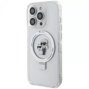 Custodia rigida Karl Lagerfeld KLHMP13LHMRSKCH iPhone 13 Pro / 13 6,1 inch bianco supporto ad anello Karl & Choupette MagSafe