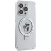 Custodia rigida Karl Lagerfeld KLHMP13LHMRSKCH iPhone 13 Pro / 13 6,1 inch bianco supporto ad anello Karl & Choupette MagSafe