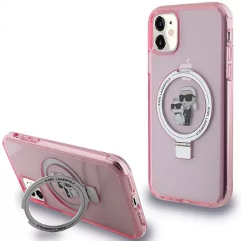 Custodia rigida Karl Lagerfeld KLHMN61HMRSKCP iPhone 11 / XR 6.1 rosa Ring Stand Karl & Choupette MagSafe