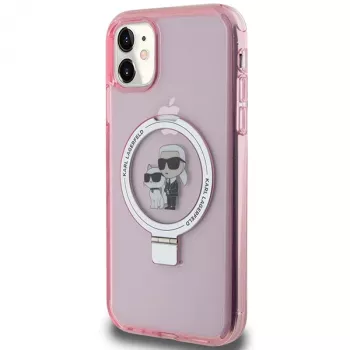 Custodia rigida Karl Lagerfeld KLHMN61HMRSKCP iPhone 11 / XR 6.1 rosa Ring Stand Karl & Choupette MagSafe