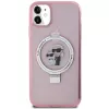 Custodia rigida Karl Lagerfeld KLHMN61HMRSKCP iPhone 11 / XR 6.1 rosa Ring Stand Karl & Choupette MagSafe