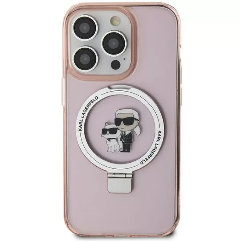 Custodia rigida Karl Lagerfeld KLHMN61HMRSKCP iPhone 11 / XR 6.1 rosa Ring Stand Karl & Choupette MagSafe