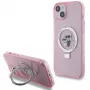 Custodia rigida Karl Lagerfeld KLHMP15SHMRSKCP iPhone 15 / 14 / 13 6,1 inch rosa Ring Stand Karl & Choupette MagSafe
