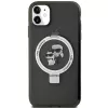Custodia rigida Karl Lagerfeld KLHMN61HMRSKCK Ring Stand per iPhone 11 / Xr 6.1 nero MagSafe Karl & Choupette