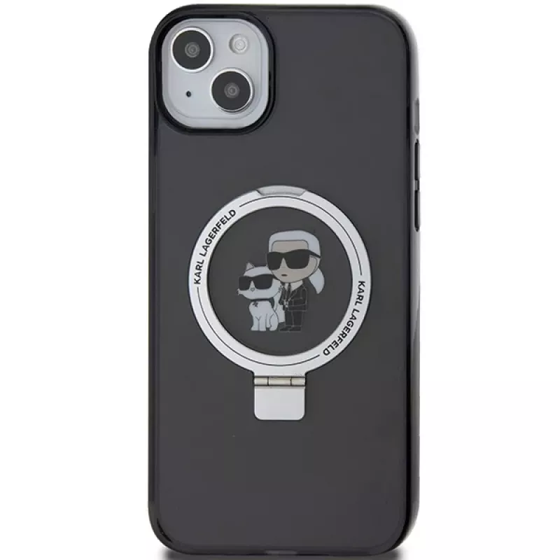Custodia rigida Karl Lagerfeld KLHMP15SHMRSKCK iPhone 15 / 14 / 13 6.1 nero Ring Stand Karl & Choupette MagSafe