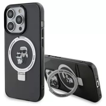 Custodia rigida Karl Lagerfeld KLHMP15LHMRSKCK Ring Stand MagSafe per iPhone 15 Pro 6.1 nero