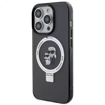 Custodia rigida Karl Lagerfeld KLHMP15LHMRSKCK Ring Stand MagSafe per iPhone 15 Pro 6.1 nero
