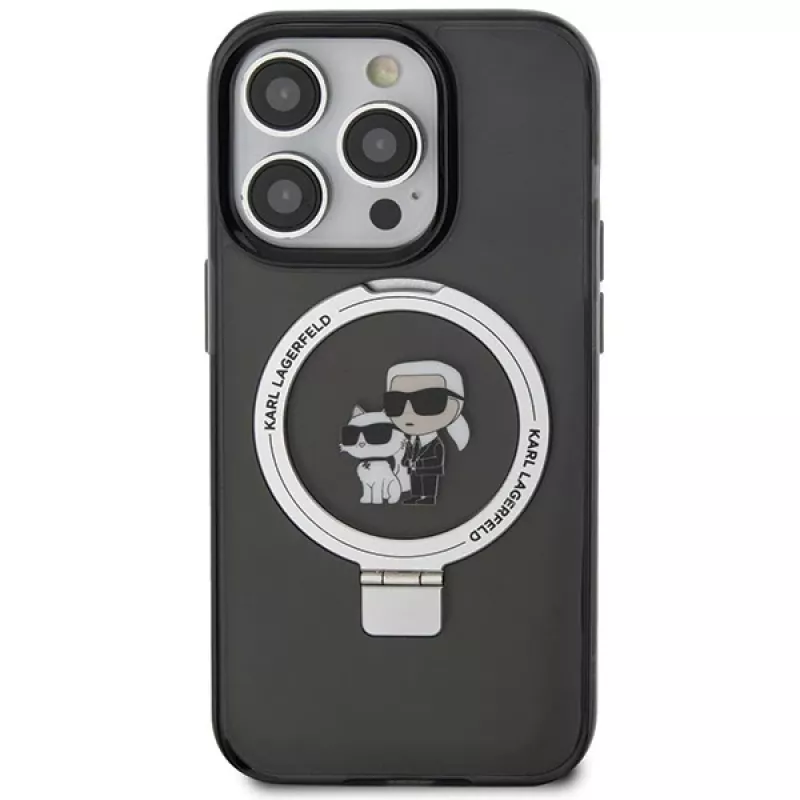 Custodia rigida Karl Lagerfeld KLHMP15LHMRSKCK Ring Stand MagSafe per iPhone 15 Pro 6.1 nero