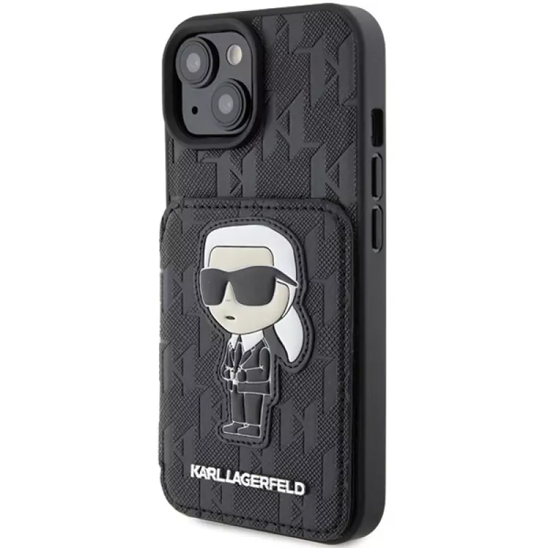 Karl Lagerfeld KLHCP15SSAKKNSCK custodia rigida Saffiano Ikonik per iPhone 15/14/13 6,1