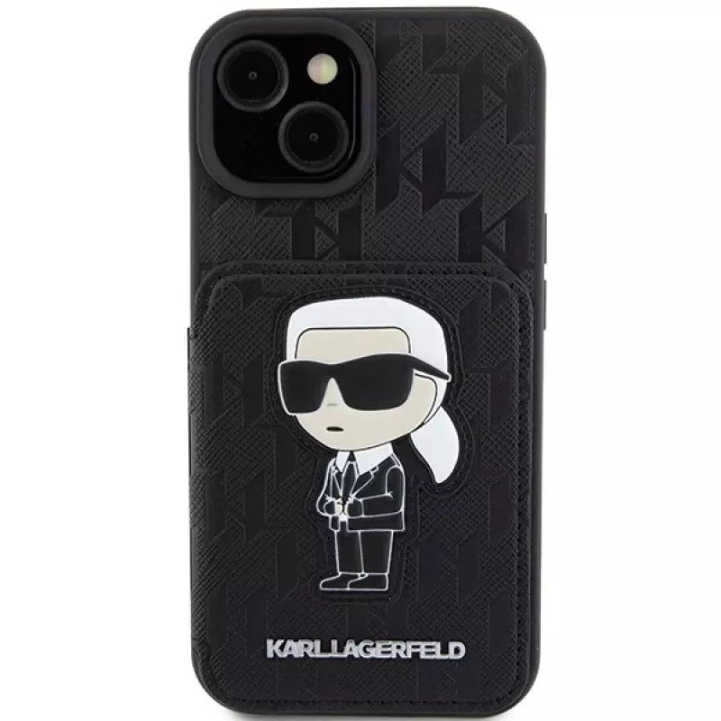 Karl Lagerfeld KLHCP15SSAKKNSCK custodia rigida Saffiano Ikonik per iPhone 15/14/13 6,1