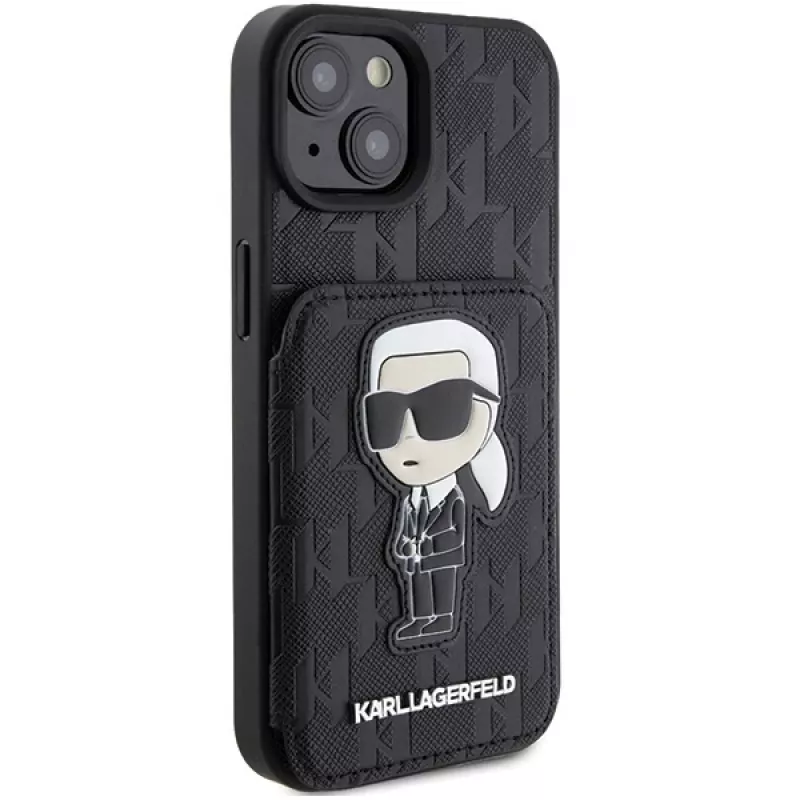 Karl Lagerfeld KLHCP15SSAKKNSCK custodia rigida Saffiano Ikonik per iPhone 15/14/13 6,1