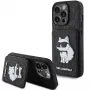 Karl Lagerfeld KLHCP15XSAKCNSCK iPhone 15 Pro Max 6,7 inch custodia rigida nera Saffiano con porta carte e supporto Monogram Choupette