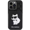 Karl Lagerfeld KLHCP15XSAKCNSCK iPhone 15 Pro Max 6,7 inch custodia rigida nera Saffiano con porta carte e supporto Monogram Choupette