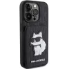 Karl Lagerfeld KLHCP15XSAKCNSCK iPhone 15 Pro Max 6,7 inch custodia rigida nera Saffiano con porta carte e supporto Monogram Choupette