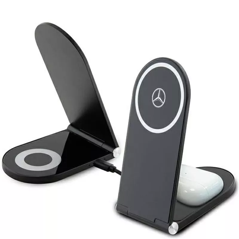Mercedes-Benz supporto di ricarica wireless pieghevole 2 in 1 15W nero Silver Star MagSafe