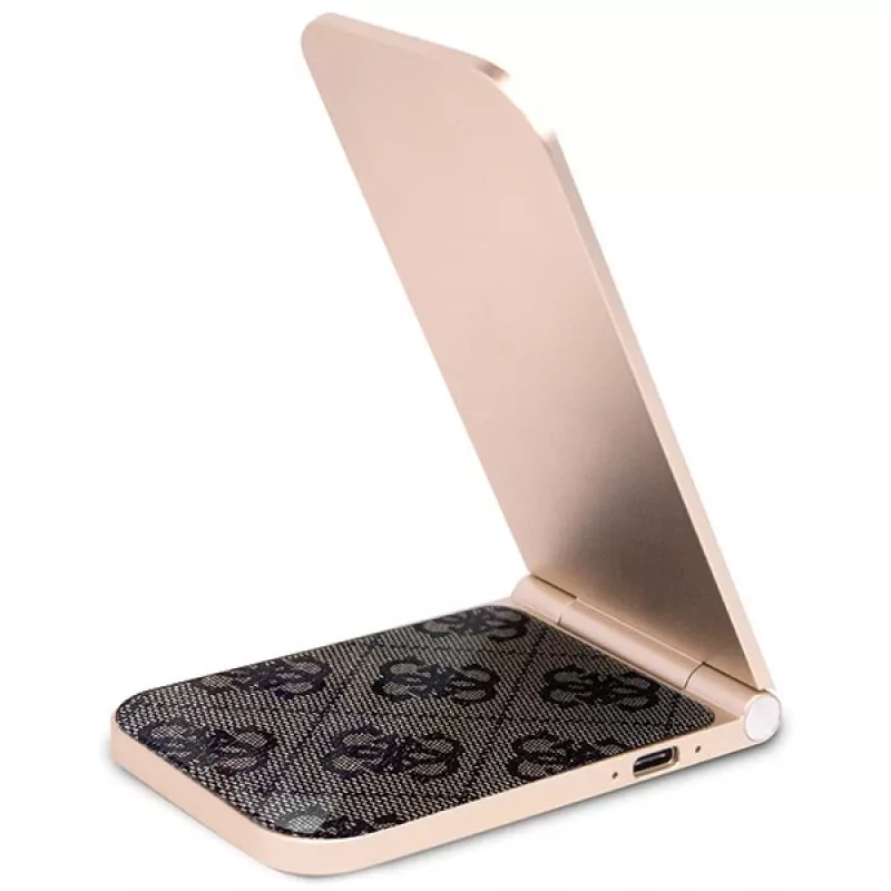 Guess caricabatterie wireless pieghevole 2 in 1 GUDCFAL4PEGW 15W marrone 4G Pattern MagSafe