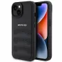 AMG AMHCP15MGSEBK custodia rigida in pelle con linee in rilievo per iPhone 15 Plus / 14 Plus 6,7