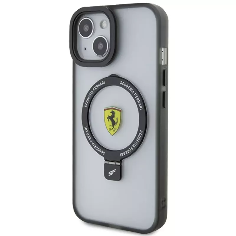 Ferrari FEHMP15MUSCAH iPhone 15 Plus / 14 Plus 6,7 inch custodia rigida trasparente con anello, MagSafe, collezione 2023