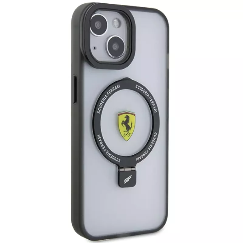 Ferrari FEHMP15MUSCAH iPhone 15 Plus / 14 Plus 6,7 inch custodia rigida trasparente con anello, MagSafe, collezione 2023