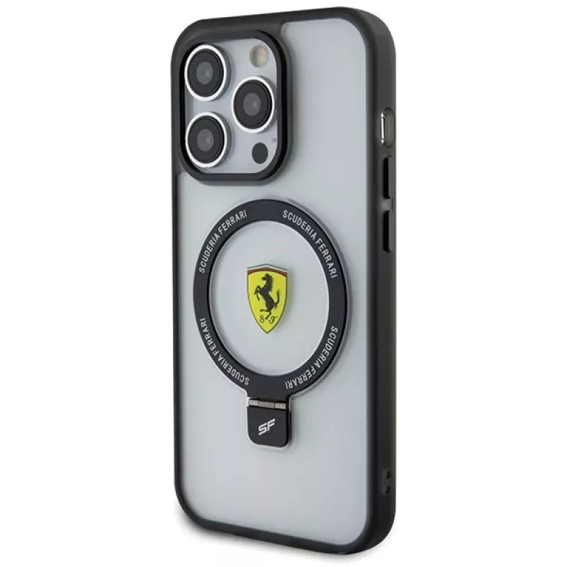 Ferrari FEHMP15LUSCAH iPhone 15 Pro 6,1 inch custodia rigida trasparente con anello, compatibile MagSafe, collezione 2023