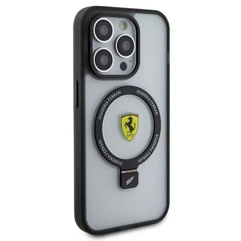 Ferrari FEHMP15LUSCAH iPhone 15 Pro 6,1 inch custodia rigida trasparente con anello, compatibile MagSafe, collezione 2023