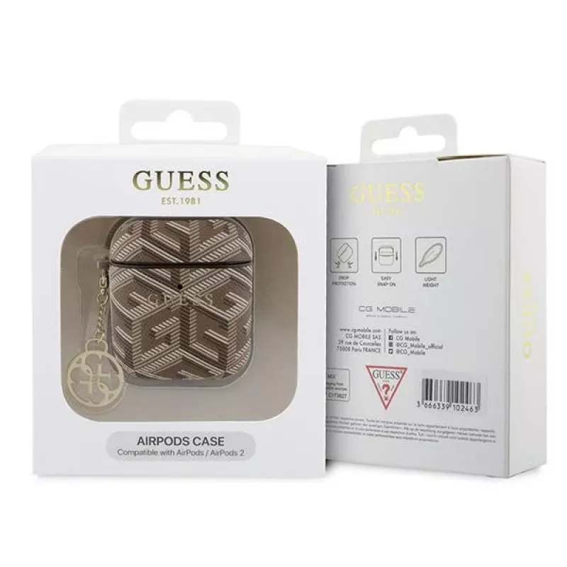 Guess GUA2PGCE4CW cover per AirPods 1/2 marrone GCube Charm
