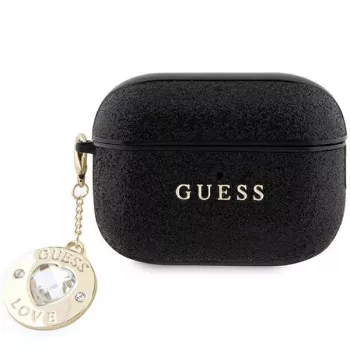 Guess GUAP2PGEHCDK cover per AirPods Pro 2 (2022/2023) nera con ciondolo cuore in glitter e diamante