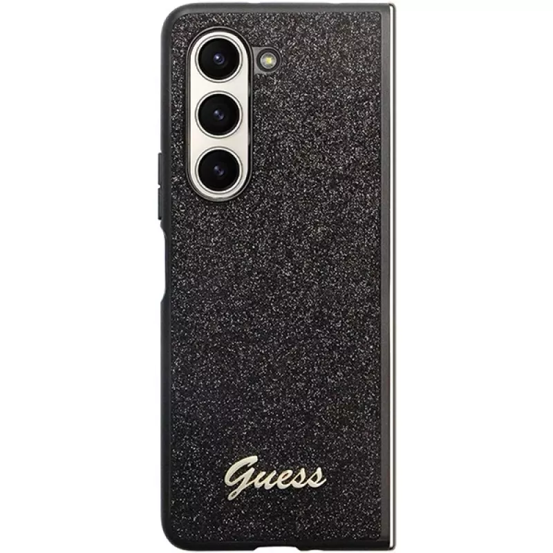 Guess Glitter Script F946 custodia rigida per Samsung Galaxy Z Fold5, nero