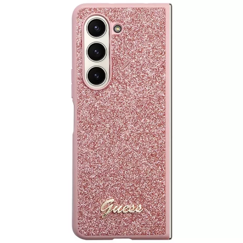 Guess GUHCZFD5HGGSHP F946 custodia rigida Glitter Script per Samsung Galaxy Z Fold5 - rosa