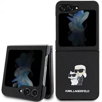 Karl Lagerfeld custodia rigida Saffiano Karl & Choupette Pin per Samsung Galaxy Z Flip5, nero
