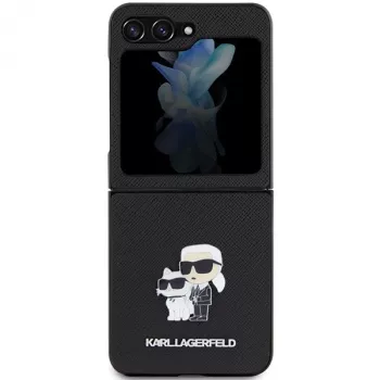 Karl Lagerfeld custodia rigida Saffiano Karl & Choupette Pin per Samsung Galaxy Z Flip5, nero
