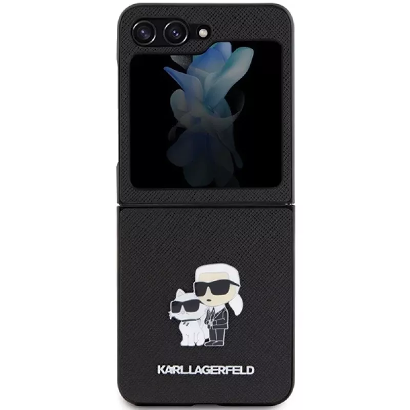 Karl Lagerfeld custodia rigida Saffiano Karl & Choupette Pin per Samsung Galaxy Z Flip5, nero