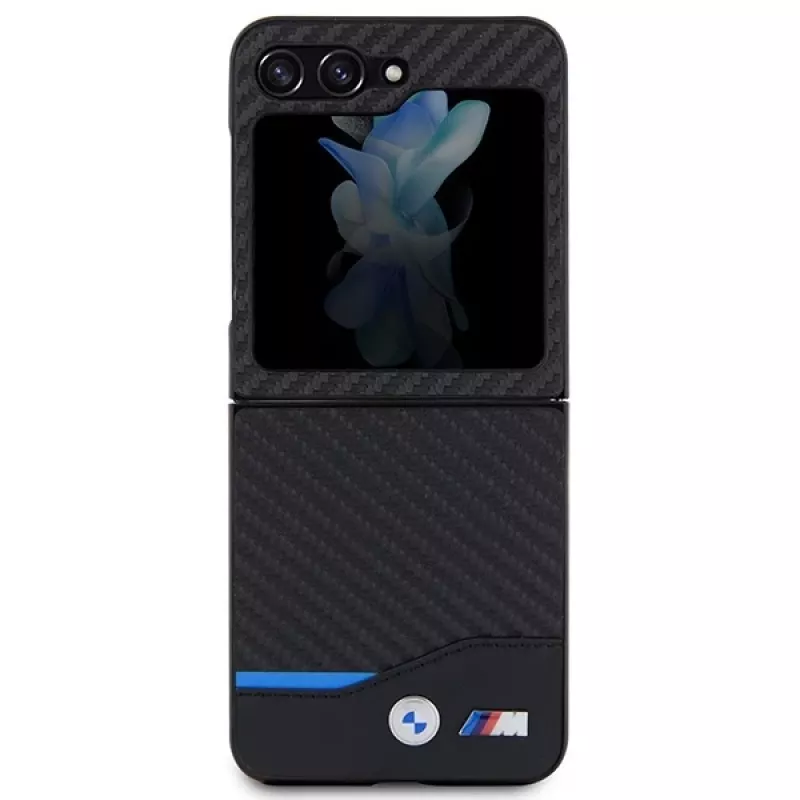 BMW M Collection cover posteriore in pelle e carbonio per Samsung Galaxy Z Flip5 - nero