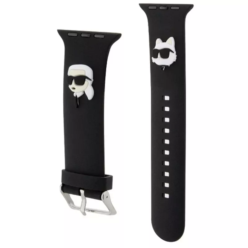 Karl Lagerfeld cinturino per Apple Watch 38/40/41mm in gomma 3D teste Karl & Choupette NFT nero