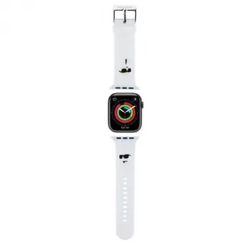 Karl Lagerfeld cinturino KLAWMSLKCNH per Apple Watch 38/40/41mm bianco in gomma 3D teste Karl & Choupette