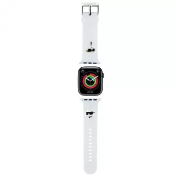 Karl Lagerfeld cinturino per Apple Watch 42/44/45/49mm in gomma 3D teste Karl & Choupette NFT bianco