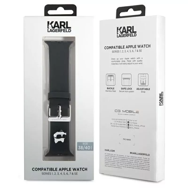 Karl Lagerfeld cinturino in gomma 3D testa Choupette per Apple Watch 38/40/41mm nero