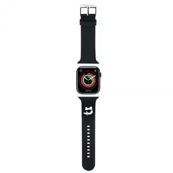 Karl Lagerfeld cinturino per Apple Watch 42/44/45/49mm in gomma 3D testa Choupette nero