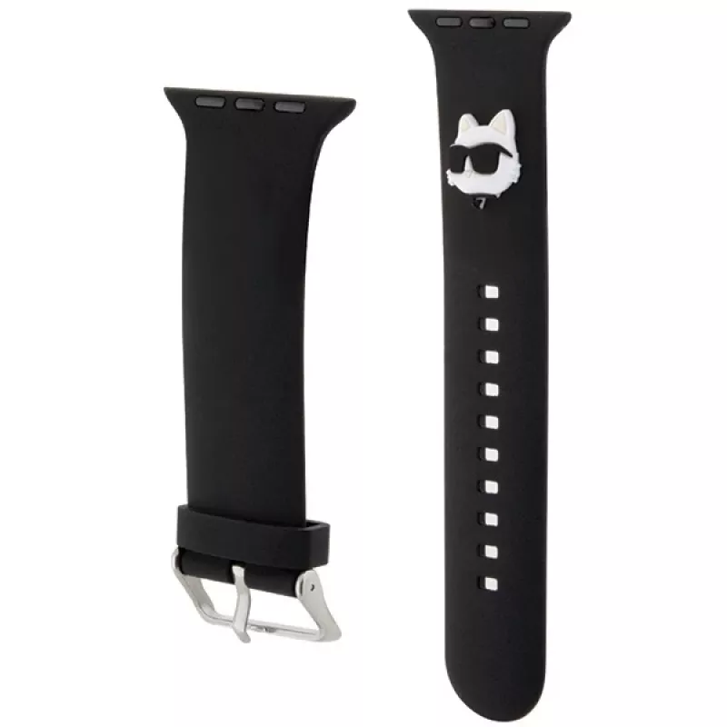 Karl Lagerfeld cinturino per Apple Watch 42/44/45/49mm in gomma 3D testa Choupette nero