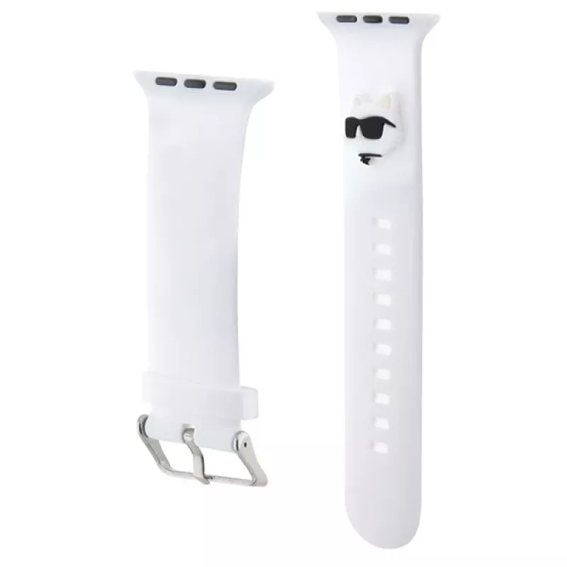Karl Lagerfeld cinturino per Apple Watch 42/44/45/49mm in gomma 3D testa Choupette bianco