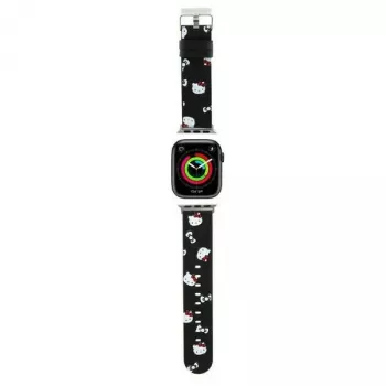 Cinturino per Apple Watch 38/40/41mm Hello Kitty HKAWMPSAPSK nero in silicone con motivo Heads & Bows