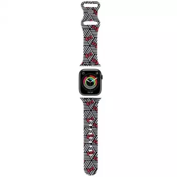 Cinturino in silicone per Apple Watch 38/40/41mm Hello Kitty HKAWMSDIEZK nero con fiocchi e strisce
