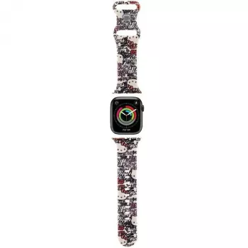 Cinturino per Apple Watch 38/40/41mm Hello Kitty HKAWMSDGPTE beige in silicone Graffiti Tags