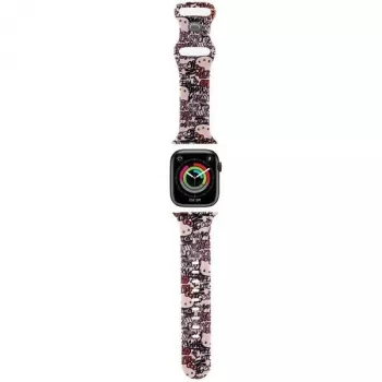 Cinturino in silicone per Apple Watch 38/40/41mm Hello Kitty HKAWMSDGPTP rosa Graffiti Tags