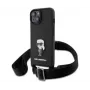 Custodia Karl Lagerfeld Saffiano Metal Ikonik per iPhone 15 nero