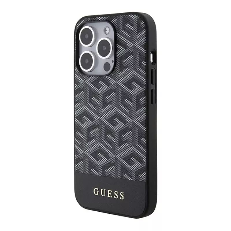 Custodia rigida Guess GUHMP15XHGCFSEK per iPhone 15 Pro Max 6,7 inch nero GCube Stripes MagSafe