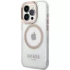 Custodia rigida Guess GUHMP15SHTRMD Metal Outline per iPhone 15/14/13, oro, MagSafe